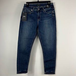 Silver Jeans Womens Avery Curvy Fit High Rise Skinny Crop Blue Jeans 29x25 New